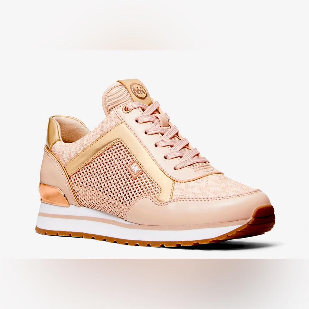 Brand New - Michael Kors Maddy Mixed-Media Trainer pink